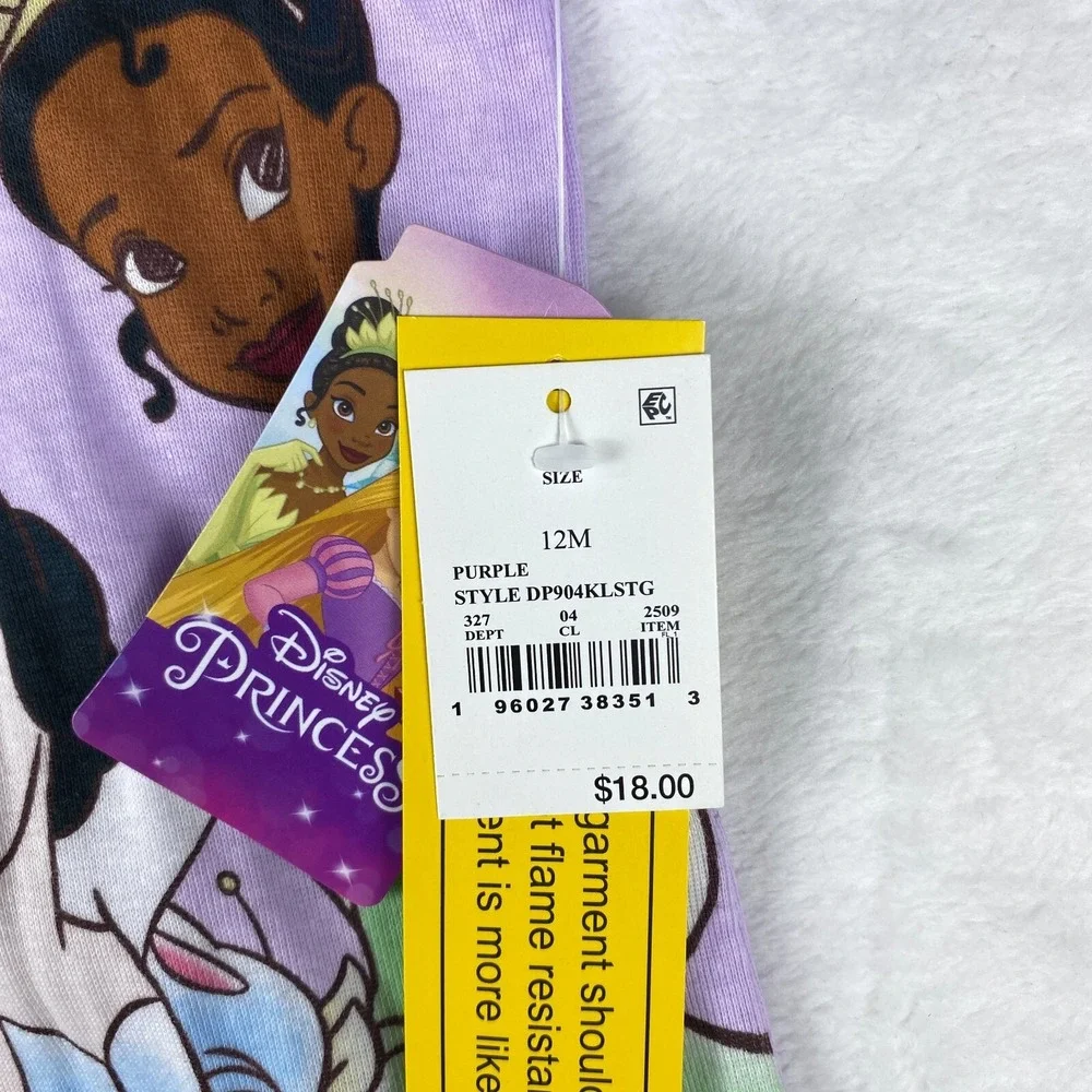 Disney Princess Lot of 2 Pajama Top Girls 12M Purple Snow White & Ariel Graphics